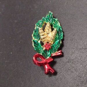 AAI red and green holiday brooch